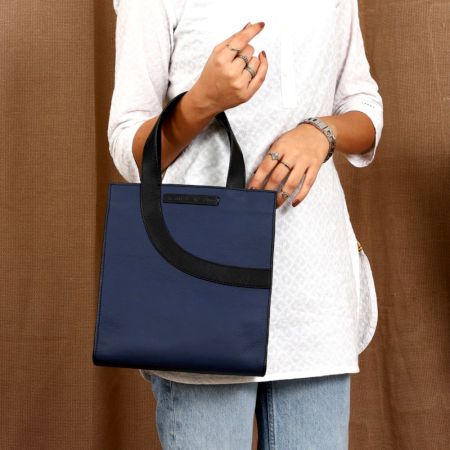 Handmade Navy Pigeon Sling Bag Leather Elegant